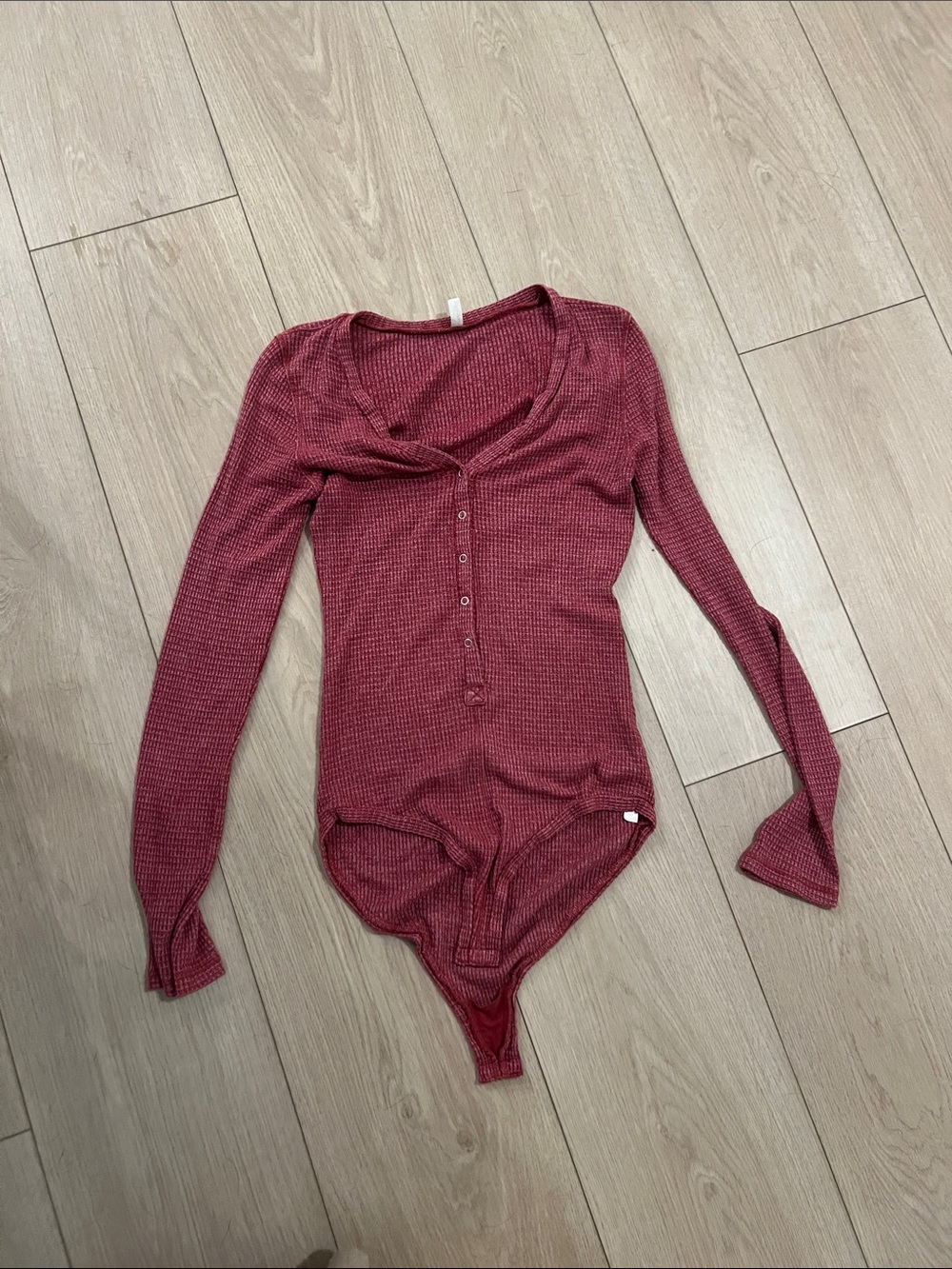 Free People Ribbed Henley Long-Sleeve Bodysuit